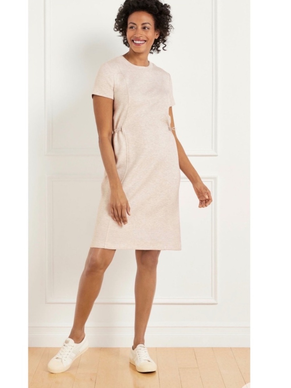 T By Talbots AirKnit Stretch Bungee Waist Oatmeal Lounge Dress Women’s Size XL